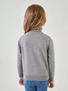 SHEIN Toddler Girls Rolled Neck Jumper - Grey - View 4