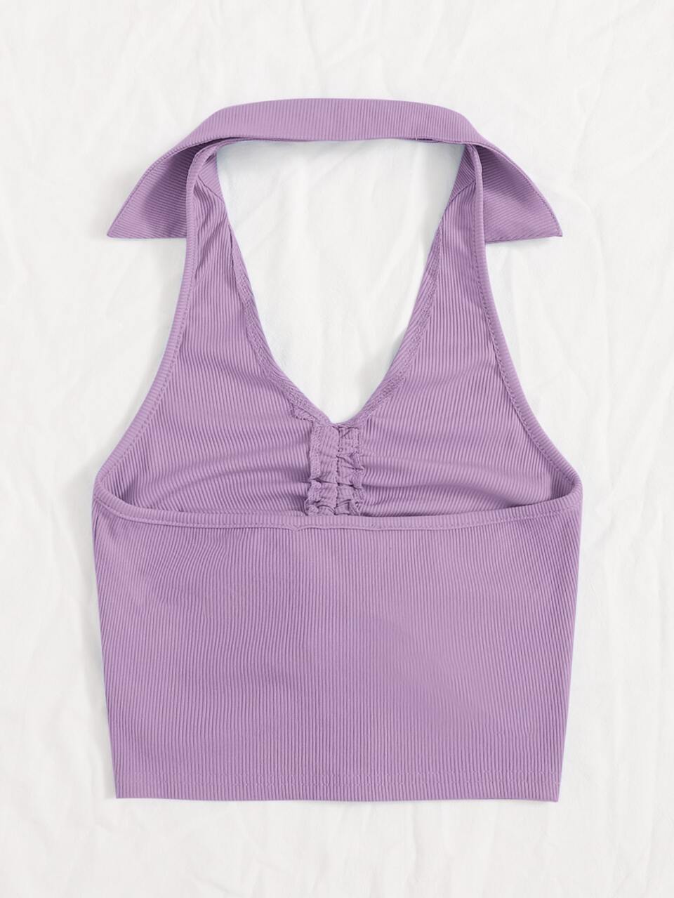 Drawstring Ruched Halter Top