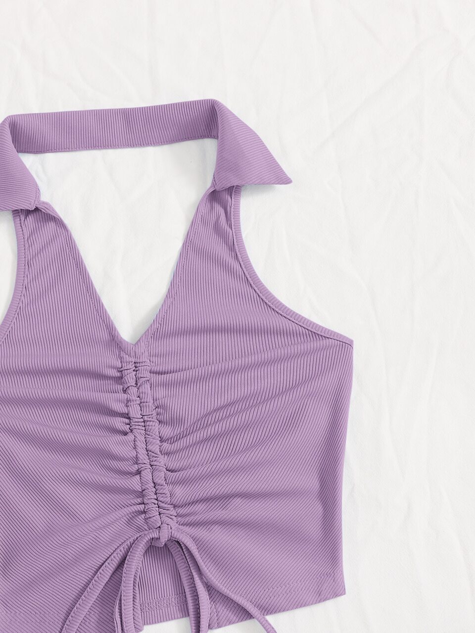 Drawstring Ruched Halter Top