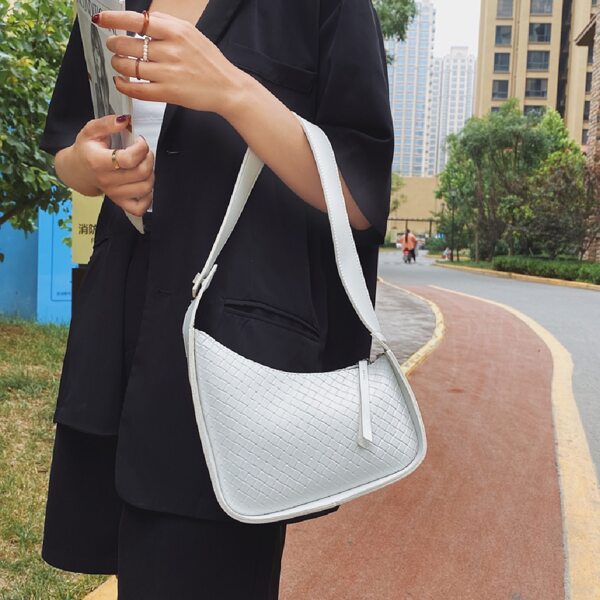 

Braided Embossed Shoulder Bag, White