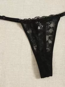 SHEIN 3件装花卉蕾丝丁字裤套装性感内衣