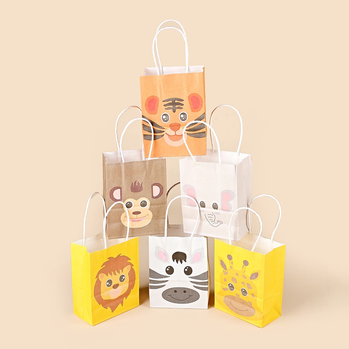 

6pcs Cartoon Animal Print Gift Bag, Multicolor