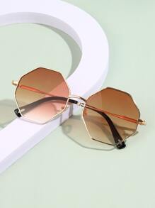 Óculos de Moda com Armação Vintage de Metal, Eyewear da Moda - Castanho - Visão 1