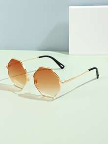 Óculos de Moda com Armação Vintage de Metal, Eyewear da Moda - Castanho - Visão 2