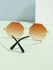 Óculos de Moda com Armação Vintage de Metal, Eyewear da Moda - Castanho - Visão 4