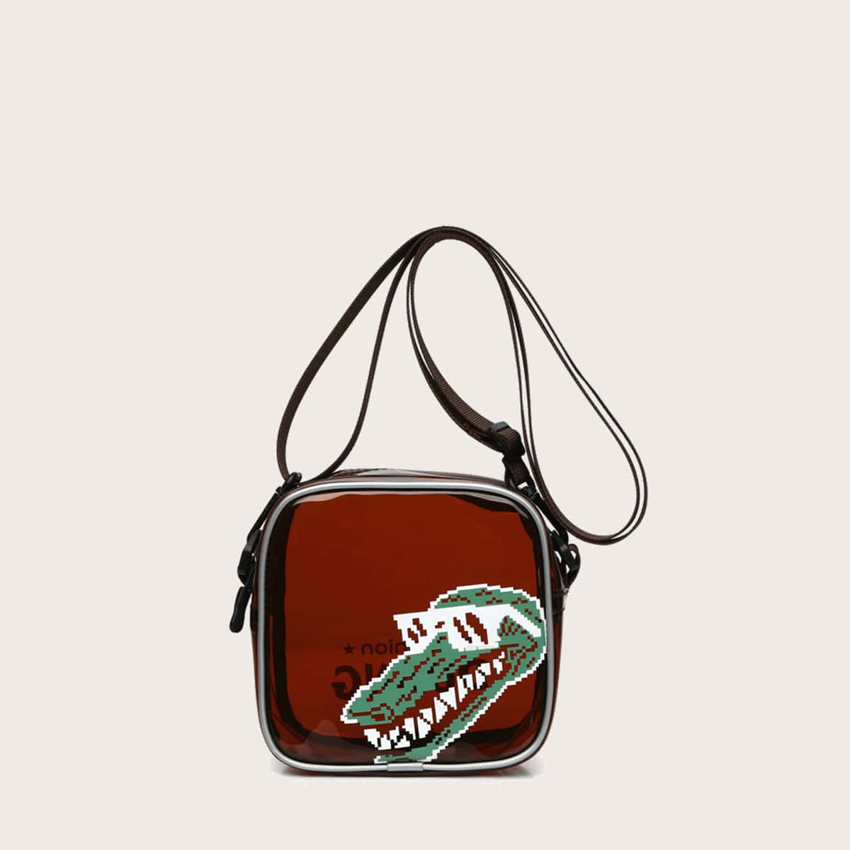 

Cartoon Print Crossbody Bag, Brown