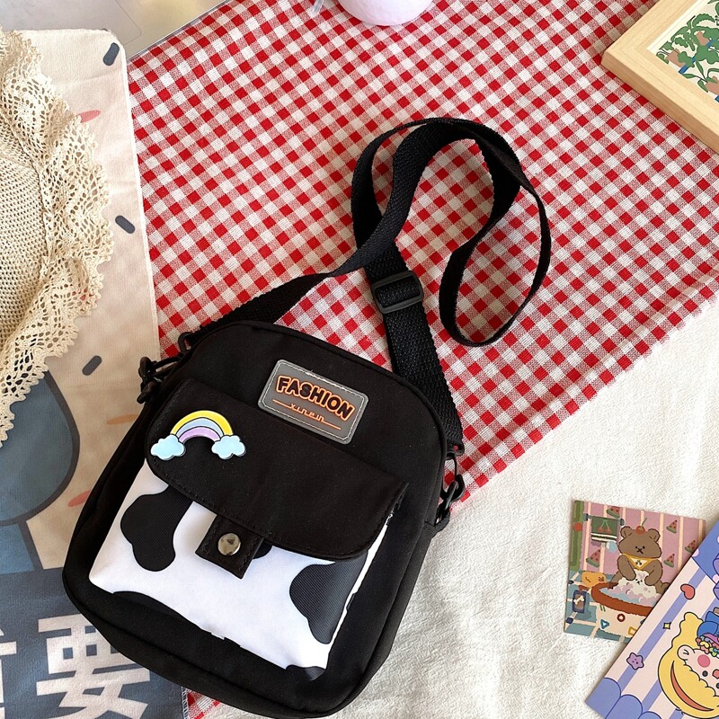 

Cow Print Crossbody Bag, Black