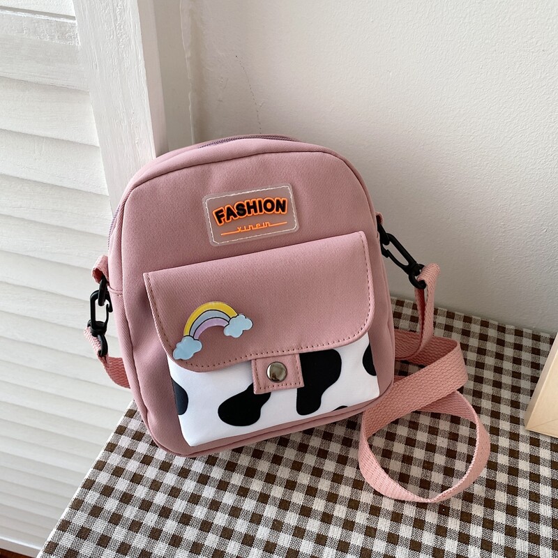 

Cow Print Crossbody Bag, Pink