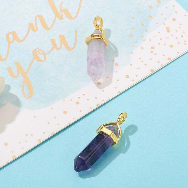 

2pcs Stone DIY Pendant, Purple