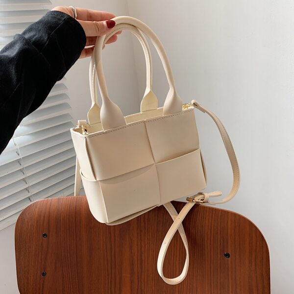 

Minimalist Braided Detail Square Bag, White