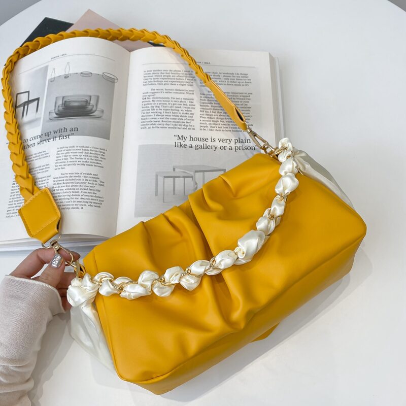 

Twilly Scarf Decor Ruched Bag, Yellow
