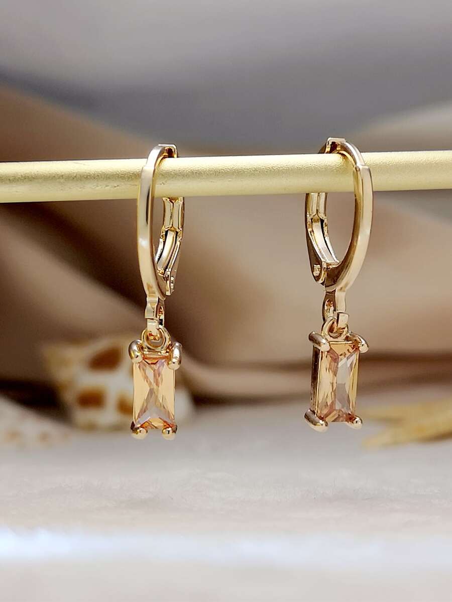 Pendientes largos geométricos - Champán - Ver 1