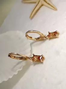 Pendientes largos geométricos - Champán - Ver 2