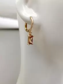 Pendientes largos geométricos - Champán - Ver 3