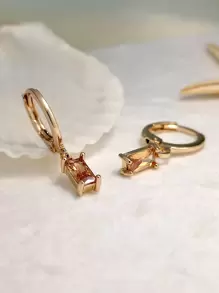 Pendientes largos geométricos - Champán - Ver 4