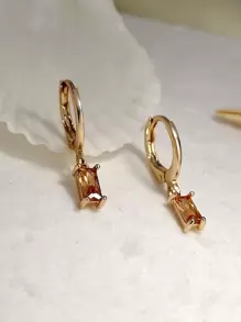 Pendientes largos geométricos - Champán - Ver 5