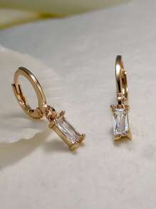 Geometric Drop Earrings - Yellow Gold - View 2