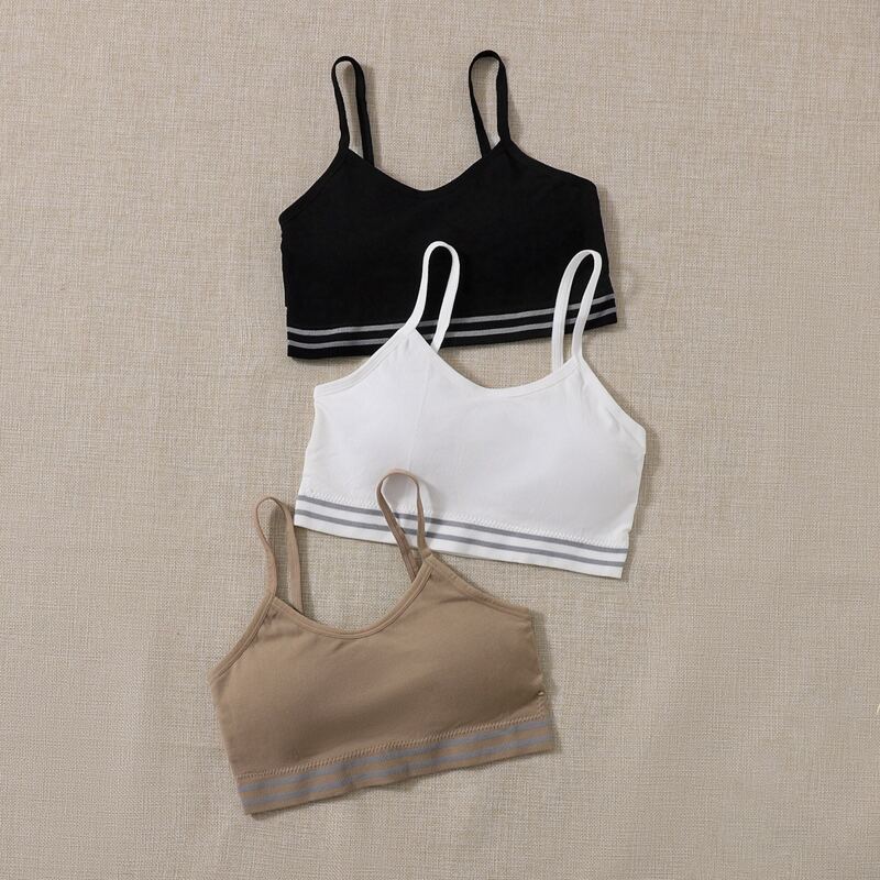 

3pack Contrast Trim Crop Cami Top, Multicolor