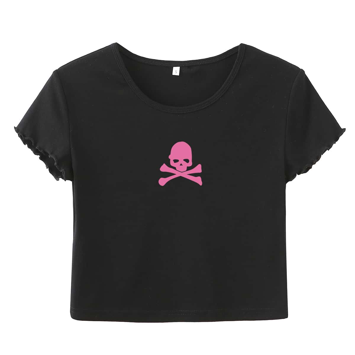 

Skull Graphic Lettuce Trim Tee, Black