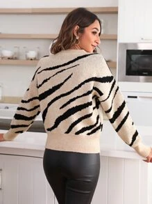 SHEIN LUNE Drop Shoulder Colorblock Sweater - Multicolor - View 2