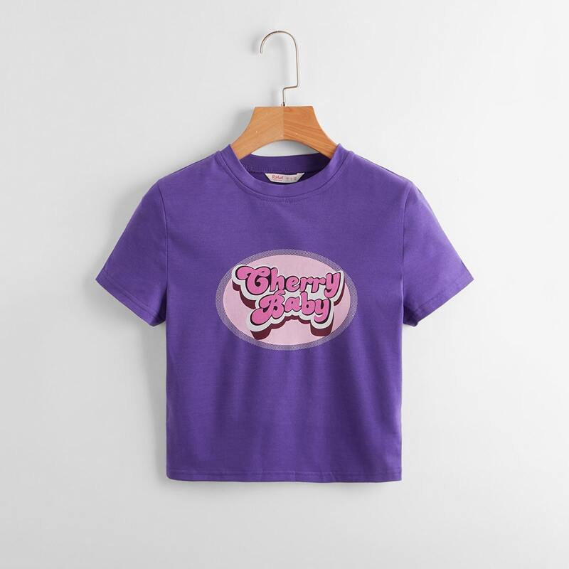 Letter Crop Tee, Violet purple