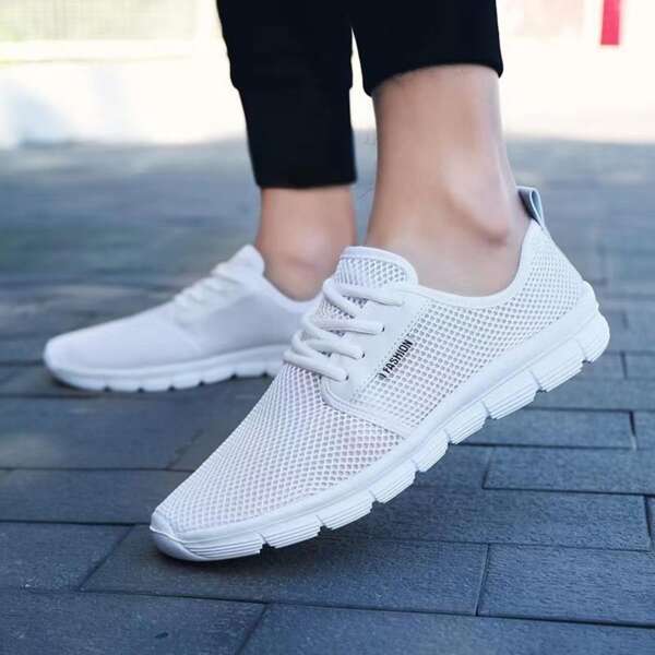 

Men Hollow Out Lace-up Front Running Shoes, White