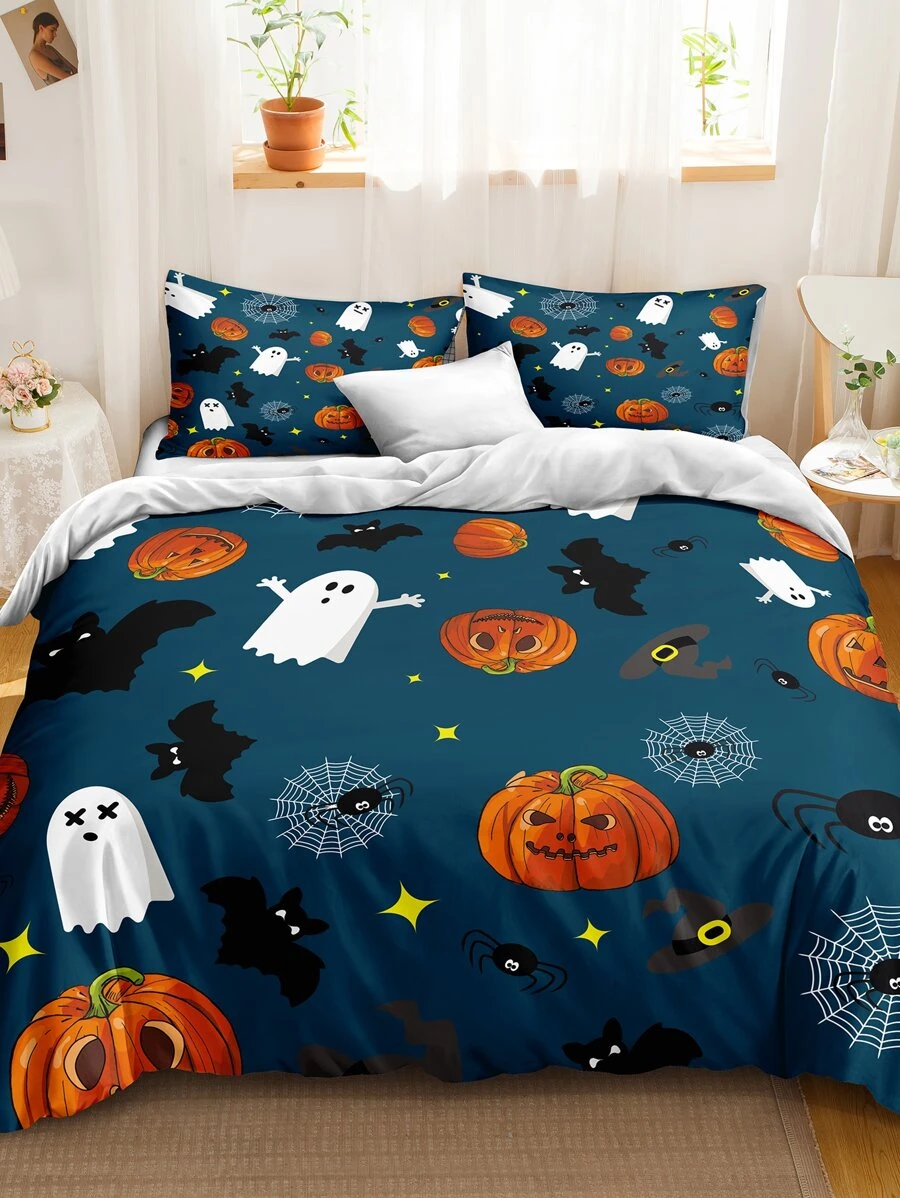 Halloween Pattern Duvet Cover Set Without Filler - Multicolor - View 1