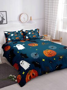 Halloween Pattern Duvet Cover Set Without Filler - Multicolor - View 5
