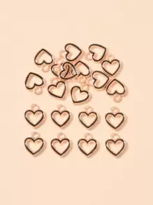 20 cái Trái tim Tự làm Charm - màu đen - Xem 1