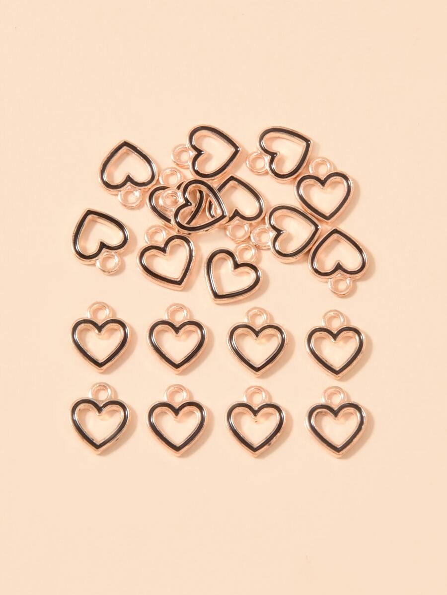 20 cái Trái tim Tự làm Charm - màu đen - Xem 1