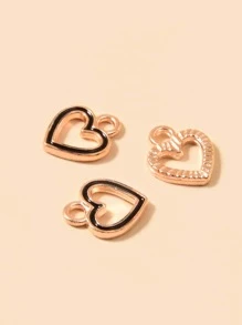 20 cái Trái tim Tự làm Charm - màu đen - Xem 3