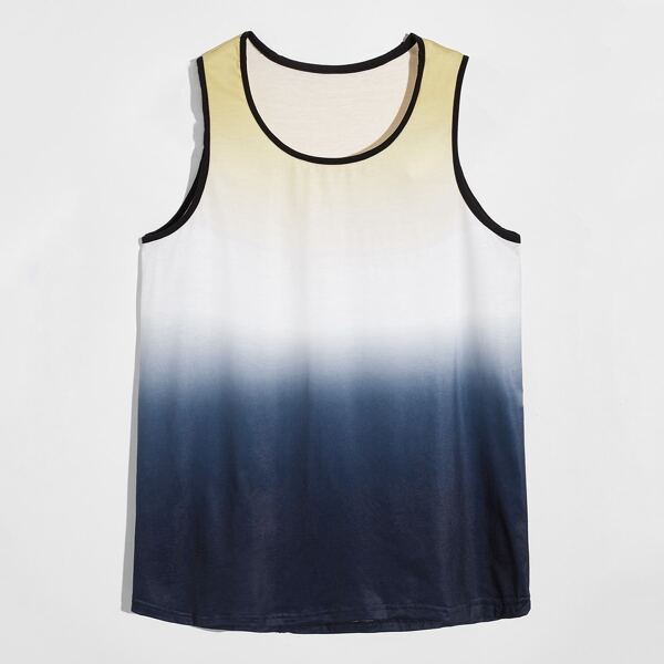 

Men Contrast Binding Ombre Tank Top, Multicolor