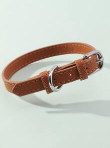 1pc PU Pet Collar - Brown - View 1