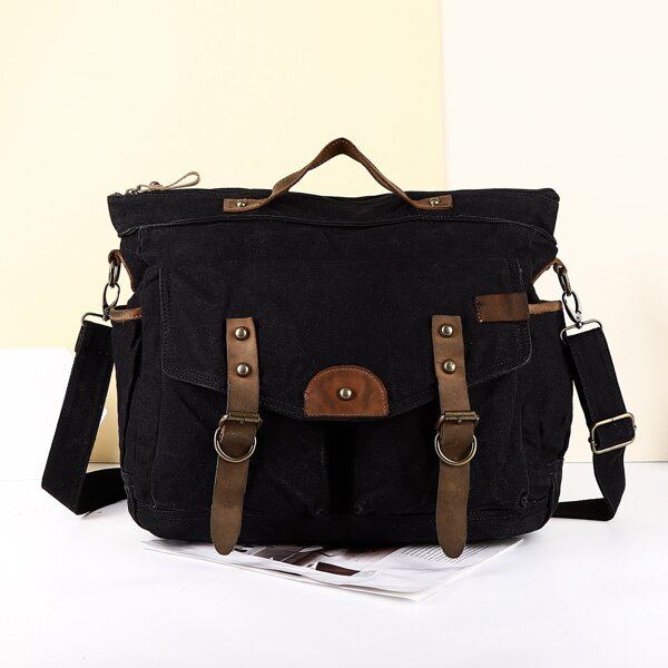 

Buckle Detail Flap Square Bag, Black