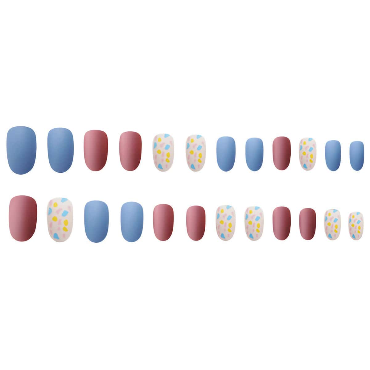 

24pcs Graphic Fake Nail, Multicolor