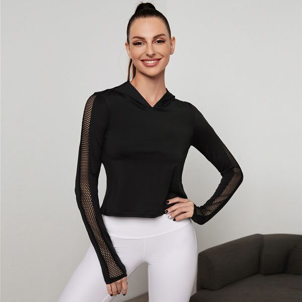 

Absorbs Sweat Mesh Insert Sports Sweatshirt, Black