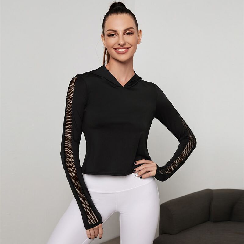

Absorbs Sweat Mesh Insert Sports Sweatshirt, Black