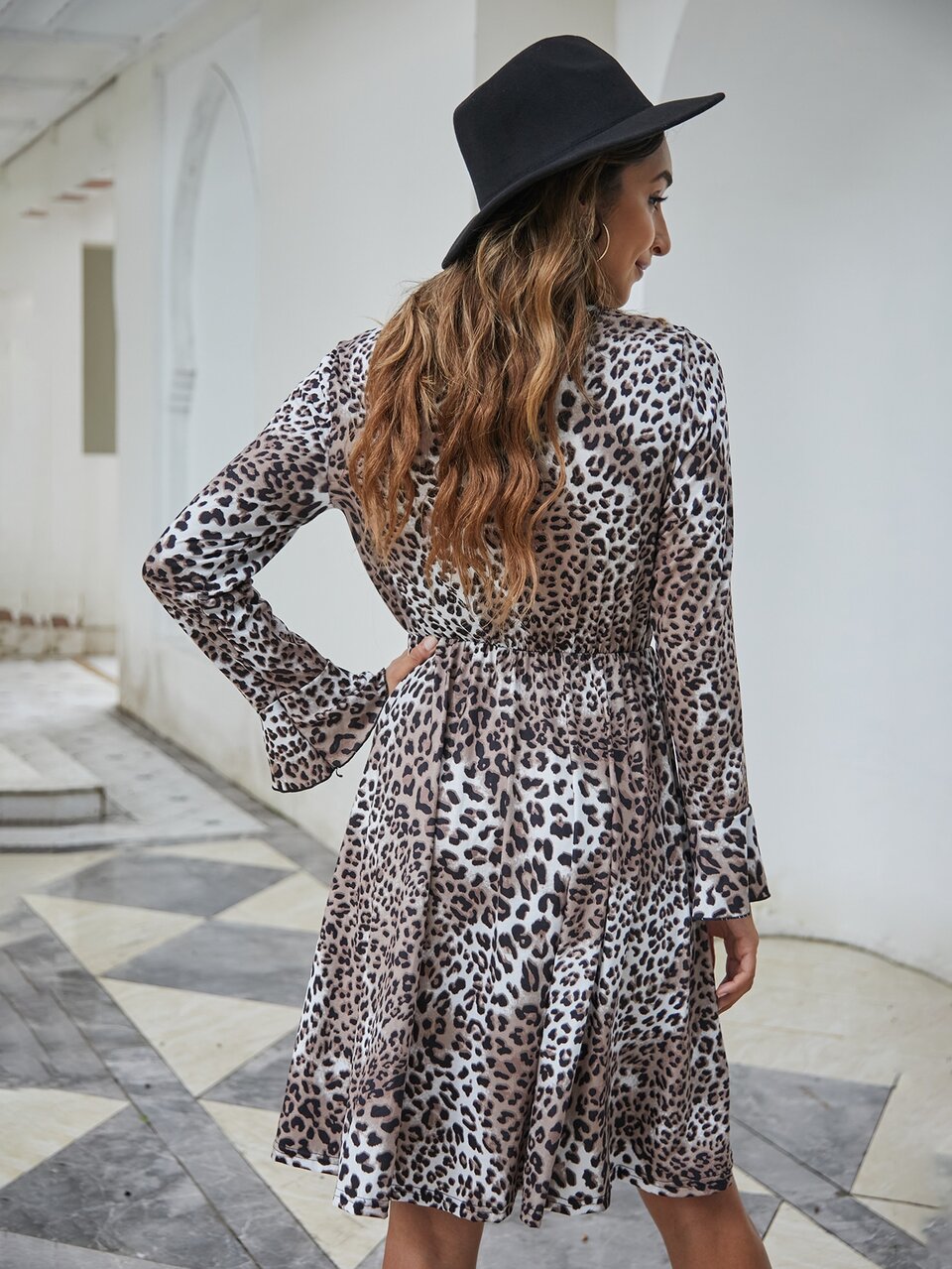 Leopard Print Knot Detail A-line Dress