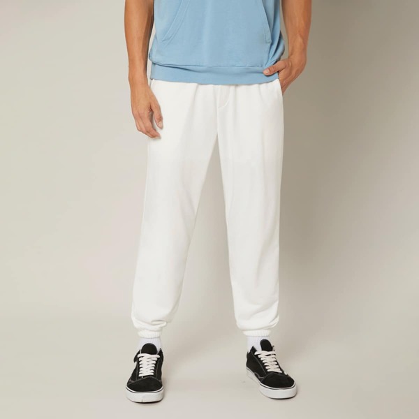 

Men Solid Slant Pocket Sweatpants, White