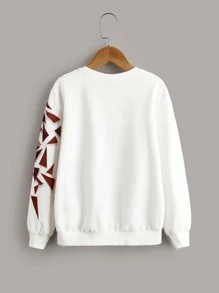 SHEIN 適用於青少年男孩的地理獅子印花運動衫 - 白色 - 查看 2