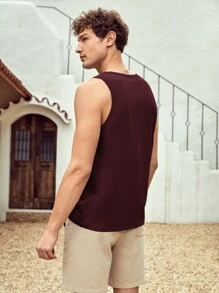 Manfinity RebelGame Men Cotton Letter Graphic Tank Top - Maroon - View 2