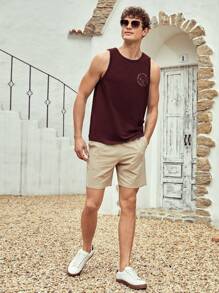 Manfinity RebelGame Men Cotton Letter Graphic Tank Top - Maroon - View 3