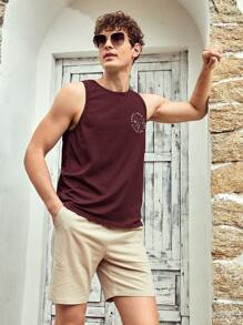 Manfinity RebelGame Men Cotton Letter Graphic Tank Top - Maroon - View 4