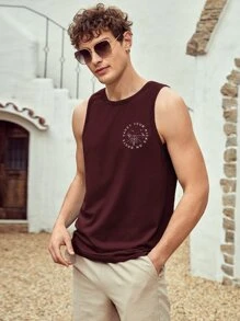 Manfinity RebelGame Men Cotton Letter Graphic Tank Top - Maroon - View 5