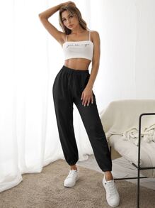 Quần Thể thao Nữ Dây kéo Túi màu trơn - màu đen - Xem 5