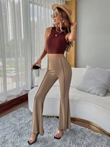 Quần màu trơn Hấp dẫn - Màu Khaki - Xem 4