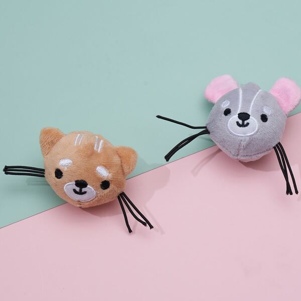 

2pcs Cartoon Design Cat Teaser Toy, Multicolor