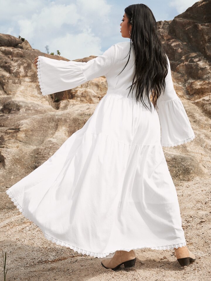 chinese dress ladies Red Guipire Long Sleeve Maxi Dress – FARM Rio