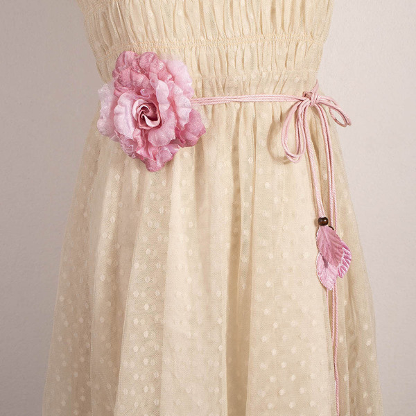 

Flower Decor Rope Belt, Pink