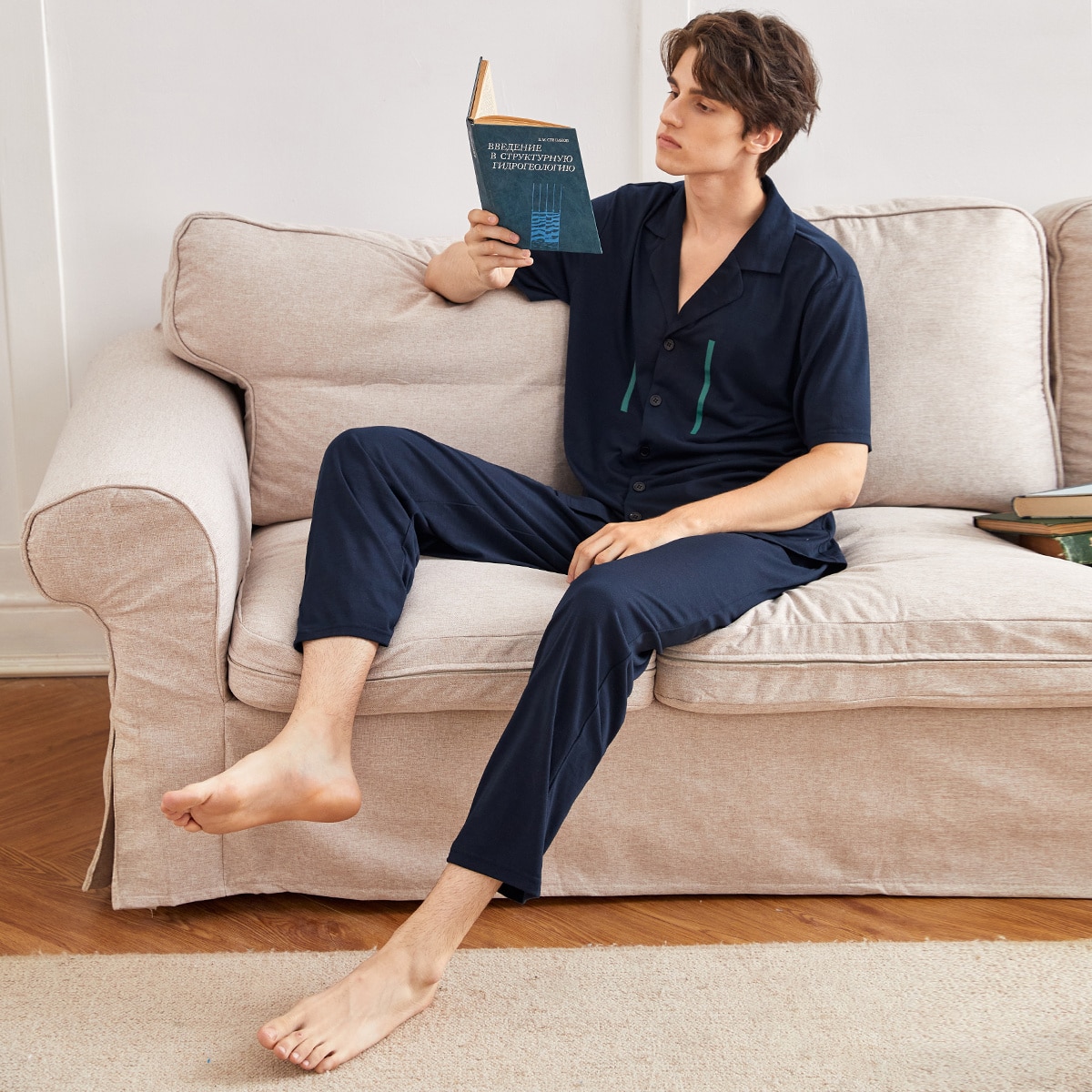 Мужской домашний комплект с лацканами